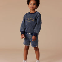 Goldie and Ace Noah French Terry Denim Look Shorts Dark Denim