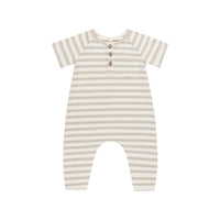 Quincy Mae Short Sleeve Jumpsuit || Grey Stripe