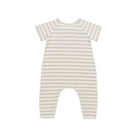 Quincy Mae Short Sleeve Jumpsuit || Grey Stripe