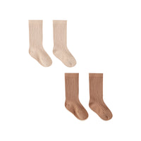 Quincy Mae Socks Set || Shell, Rose