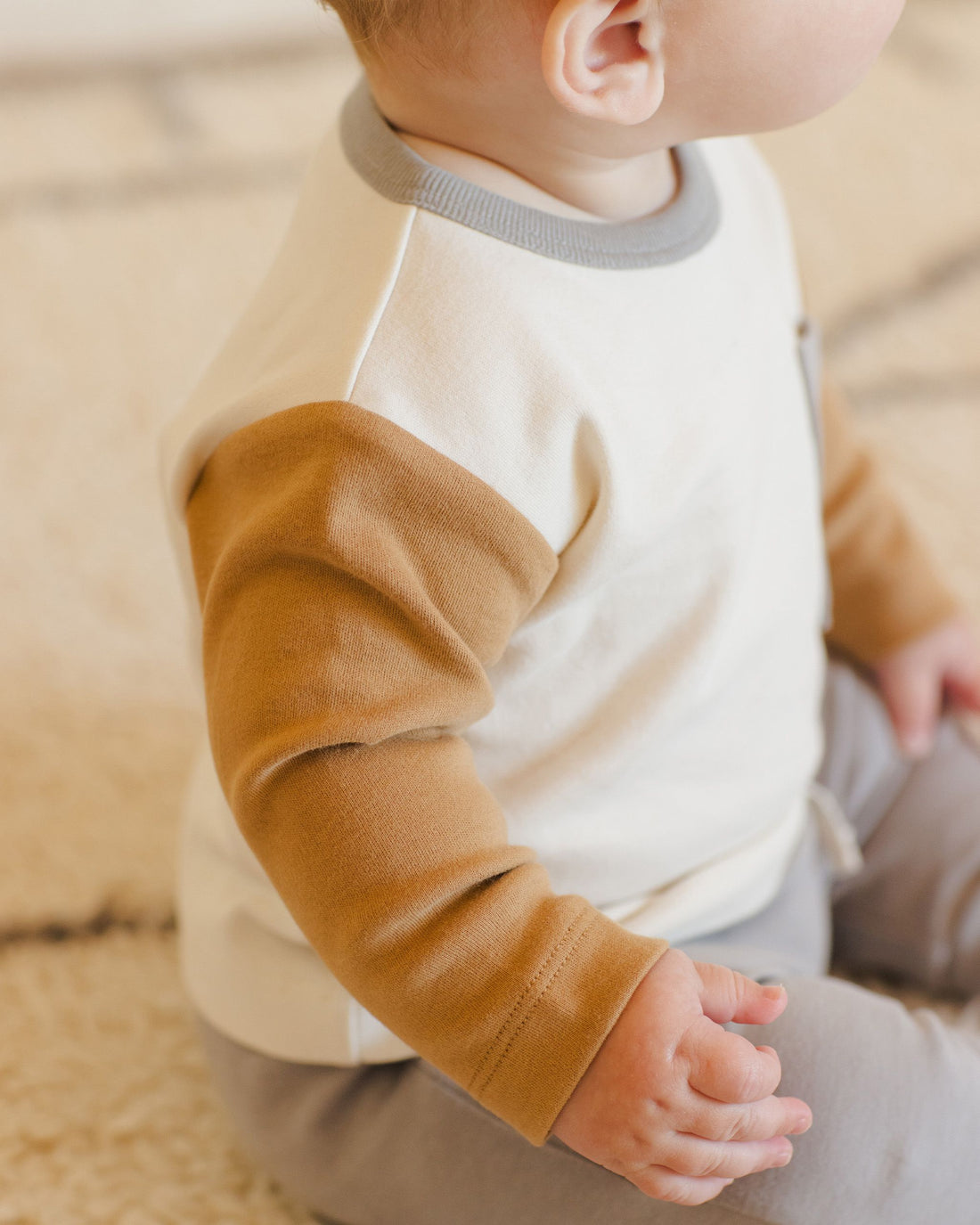 Quincy Mae Long Sleeve Pocket Tee || Colour Block