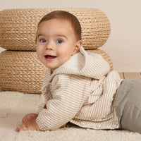 Quincy Mae Hooded Woven Jacket || Basil Stripe