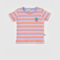 Goldie and Ace Tutti Frutti Stripe Rib T-Shirt Purple Multi