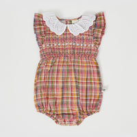 Goldie and Ace Lani Smocked Romper Sweetie Check
