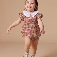 Goldie and Ace Lani Smocked Romper Sweetie Check