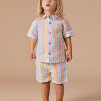 Goldie and Ace Holiday Linen Shirt Pastel Stripe