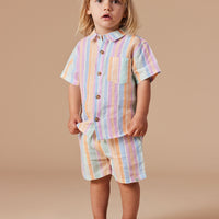 Goldie and Ace Noah Linen Shorts Pastel Stripe