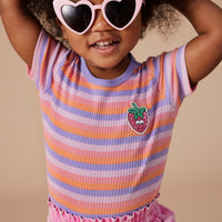 Goldie and Ace Tutti Frutti Stripe Rib T-Shirt Purple Multi