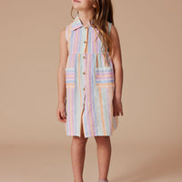 Goldie and Ace Rudy Linen Dress Pastel Stripe