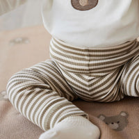 Jamie Kay Organic Cotton Modal Elastane Legging - Narrow Stripe Oak/Soft Clay