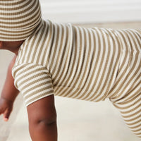 Jamie Kay Organic Cotton Modal Lennon Beanie - Narrow Stripe Oak/Soft Clay