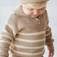 Jamie Kay Jack Zip Jumper - Lenny Stripe Fawn