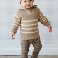Jamie Kay Jack Zip Jumper - Lenny Stripe Fawn