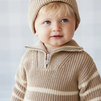 Jamie Kay Jack Zip Jumper - Lenny Stripe Fawn
