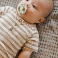 Quincy Mae Short Sleeve Jumpsuit || Grey Stripe