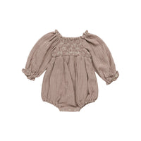 Quincy Mae Eden Romper || Plum Gingham