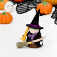 Tara Treasures Felt Witch With Broom Peg Doll