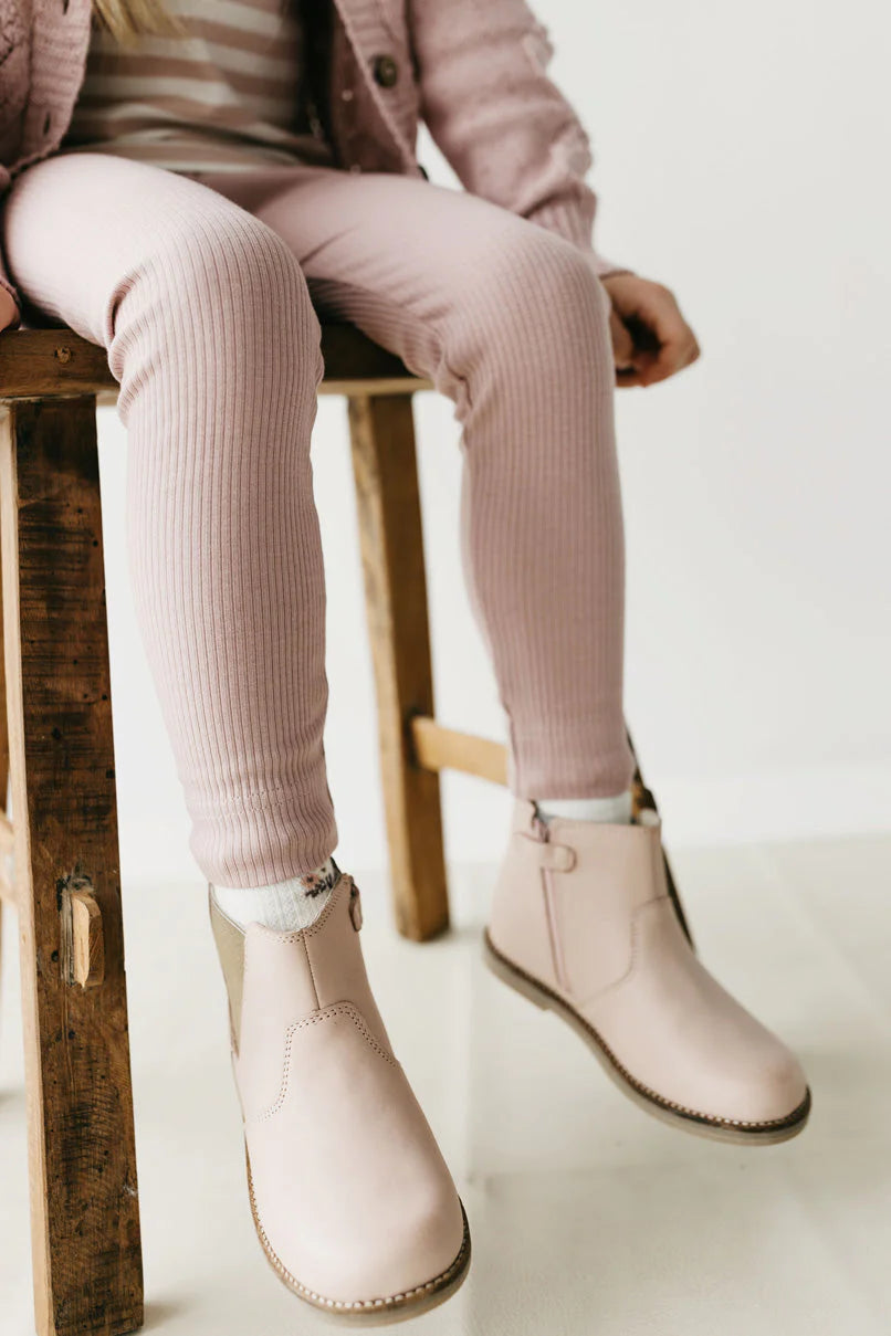 Jamie Kay Leather Boot with Elastic Side - Blush