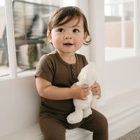 Jamie Kay Organic Cotton Modal Darcy Rib Tee Bodysuit - Cocoa