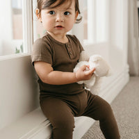 Jamie Kay Organic Cotton Modal Darcy Rib Tee Bodysuit - Cocoa