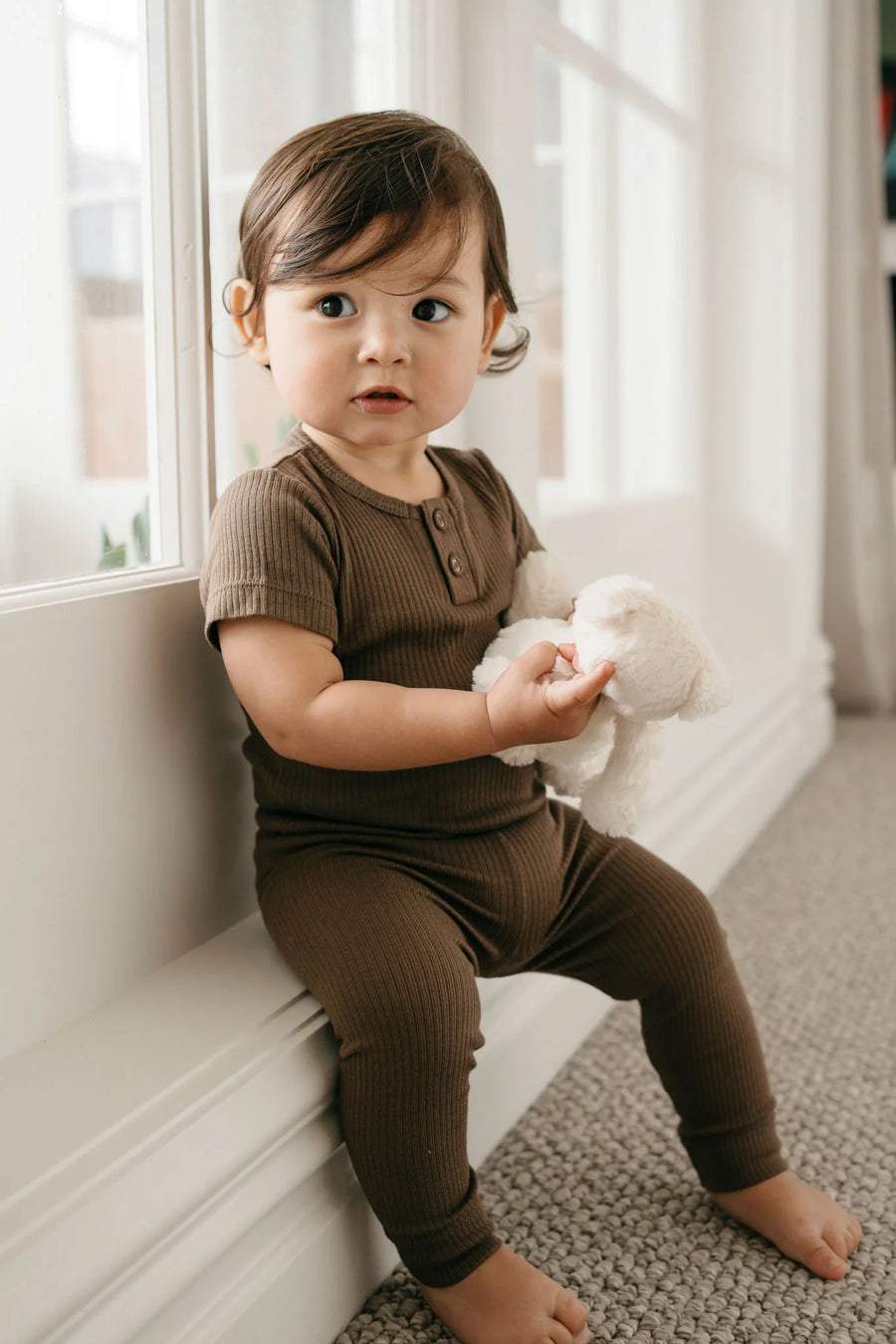 Jamie Kay Organic Cotton Modal Darcy Rib Tee Bodysuit - Cocoa