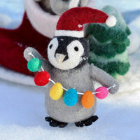 Tara Treasures Felt Penguin With Festoon Light Bulbs Toy