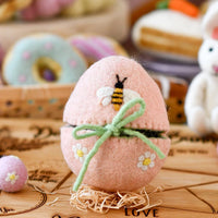 Tara Treasures Felt Egg Cover - Peach With Bee Motif