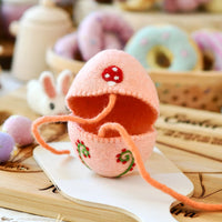 Tara Treasures Felt Egg Cover - Peach With Mushroom Motif