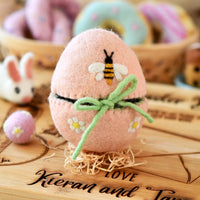 Tara Treasures Felt Egg Cover - Peach With Bee Motif