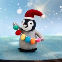 Tara Treasures Felt Penguin With Festoon Light Bulbs Toy