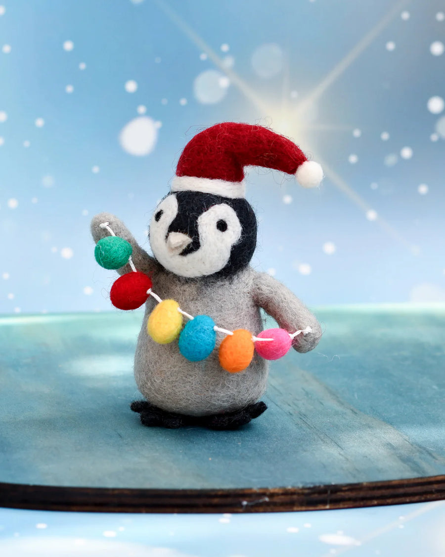 Tara Treasures Felt Penguin With Festoon Light Bulbs Toy