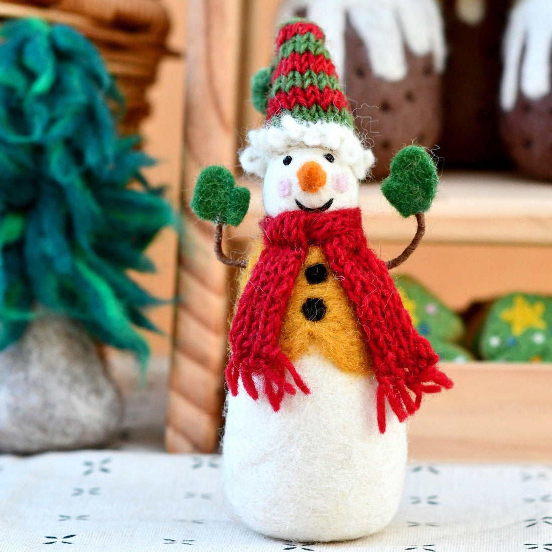 Tara Treasures Felt Snowman With Knitted Cap