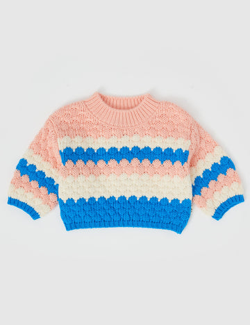 Goldie and Ace Billie Bubble Knit Jumper Tulip/Lake