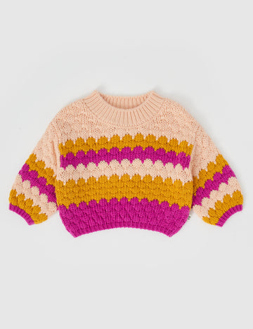 Goldie and Ace Billie Bubble Knit Jumper Fairy Floss/Golden