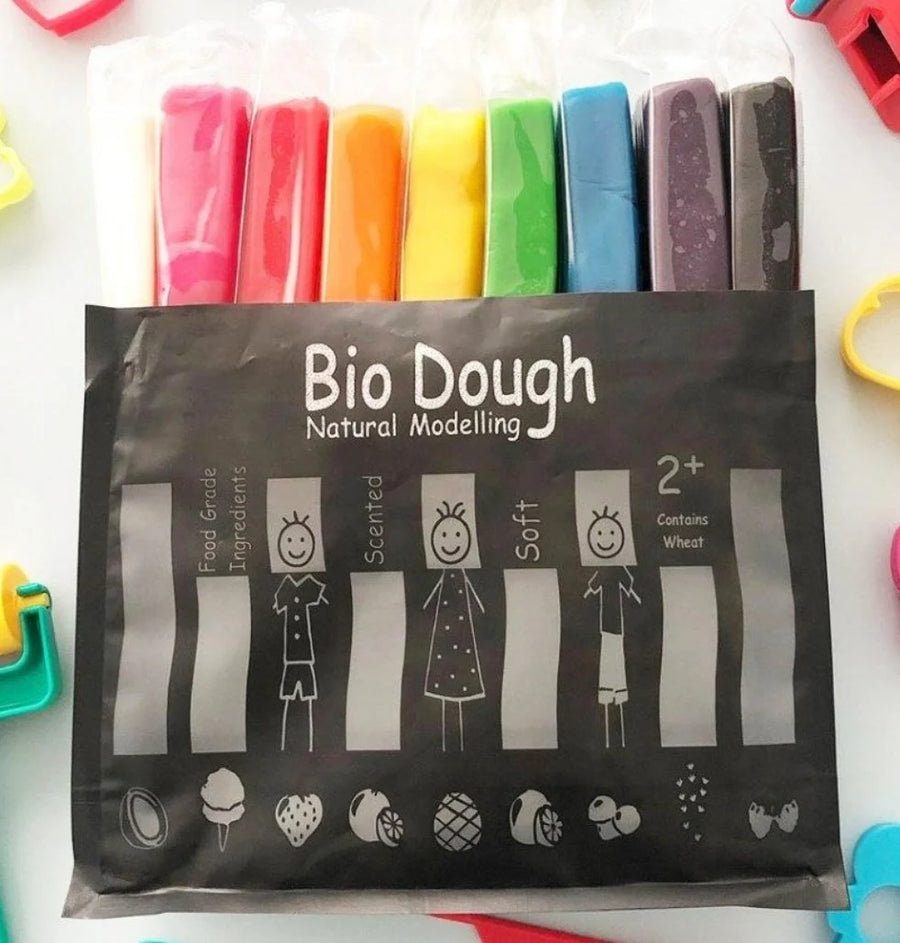 Bio Dough | Rainbow in a Bag | All Natural, Eco-Friendly, Kids Dough for Sensory Play | 9 Fun Colours and Scents