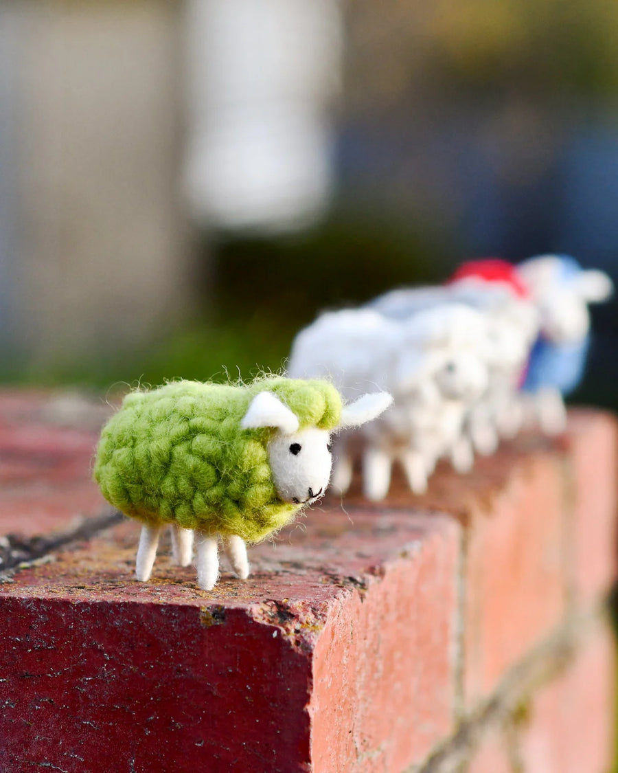 Tara Treasures Felt Green Sheep Toys Set (5 colours)