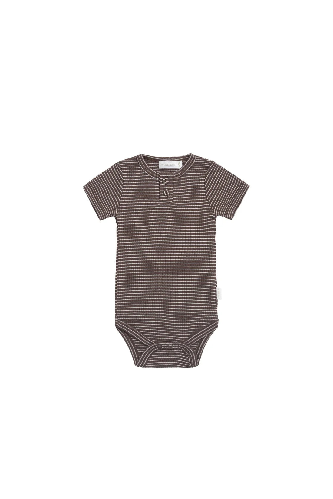 Jamie Kay Organic Cotton Modal Darcy Rib Tee Bodysuit - Little Stripe Earth/Cloud