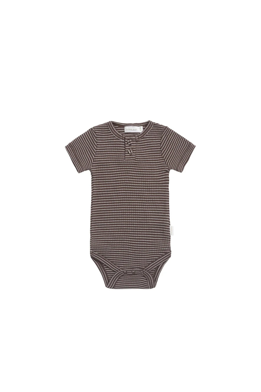 Jamie Kay Organic Cotton Modal Darcy Rib Tee Bodysuit - Little Stripe Earth/Cloud