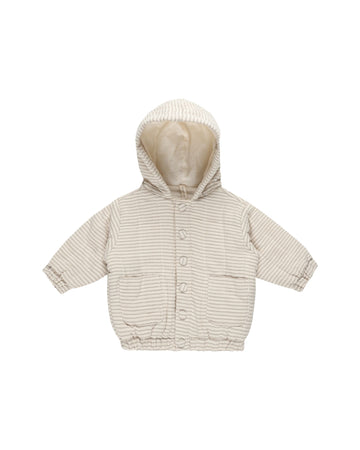 Quincy Mae Hooded Woven Jacket || Basil Stripe