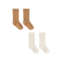 Quincy Mae Socks Set || Natural, Golden