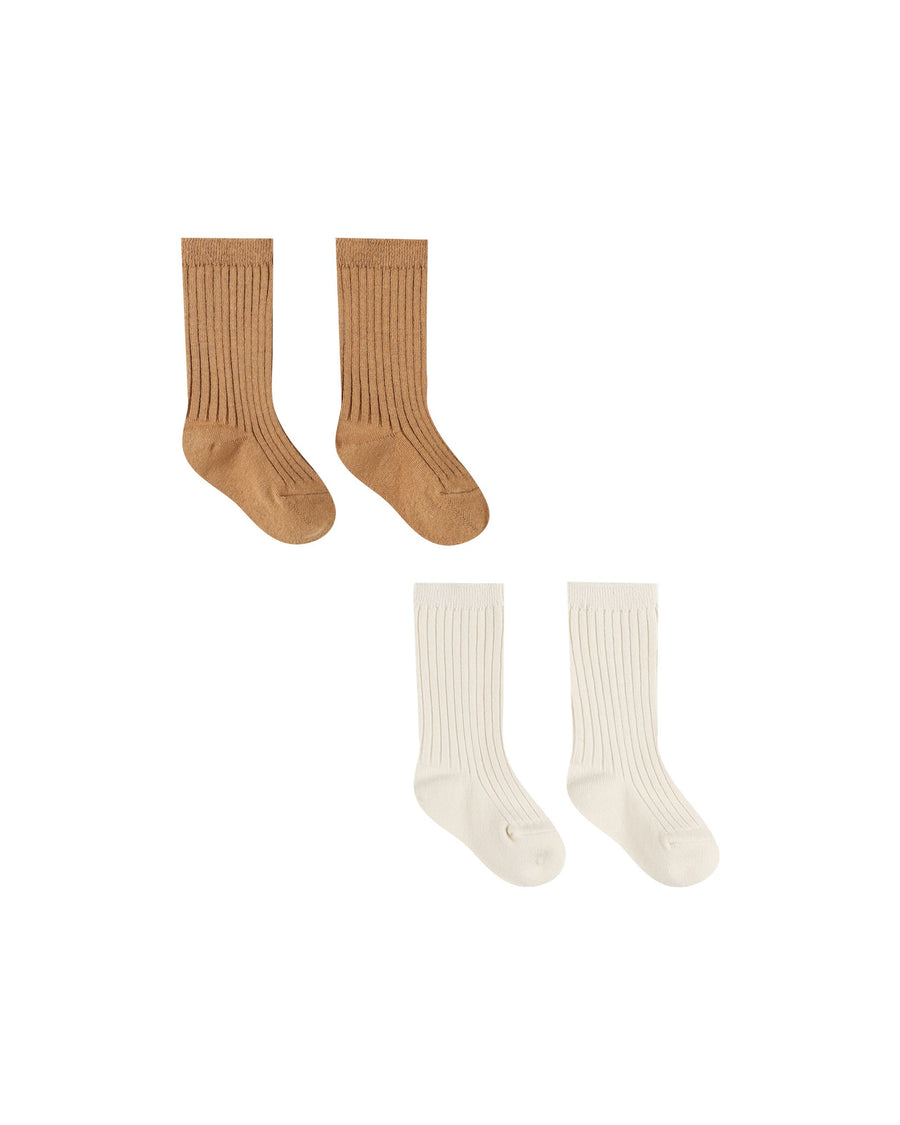 Quincy Mae Socks Set || Natural, Golden