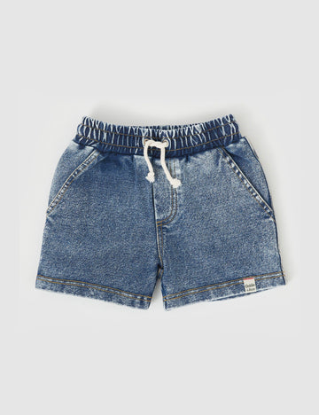 Goldie and Ace Noah French Terry Denim Look Shorts Dark Denim