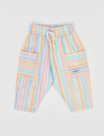 Goldie and Ace Kit Linen Pocket Pants Pastel Stripe