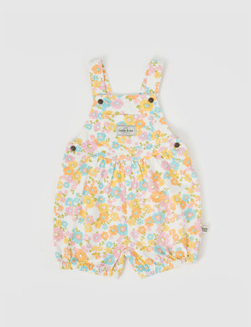 Goldie and Ace Bessie Bubble Shortalls Flower Child Yellow Multi