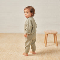 DISCOUNTED (DAMAGED) Quincy Mae Waffle Slouch Set || Sage