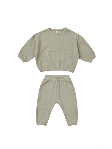 Quincy Mae Waffle Slouch Set || Sage