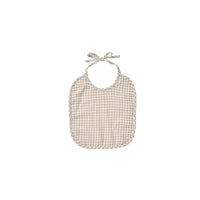 Quincy Mae Woven Tie Bib || Oat Gingham