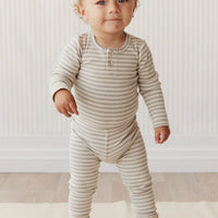 Jamie Kay Organic Cotton Modal Long Sleeve Bodysuit - Narrow Stripe Willow/Soft Clay