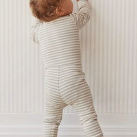 Jamie Kay Organic Cotton Modal Long Sleeve Bodysuit - Narrow Stripe Willow/Soft Clay