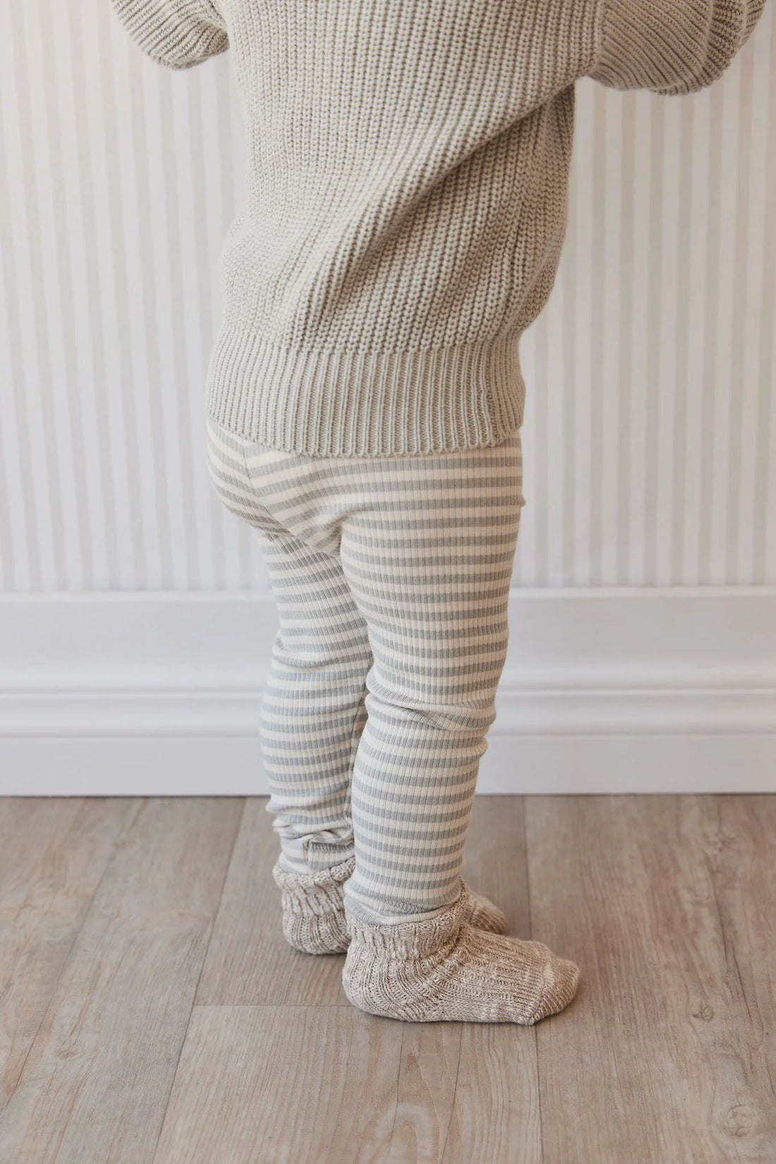 Jamie Kay Organic Cotton Modal Elastane Legging - Narrow Stripe Willow/Soft Clay